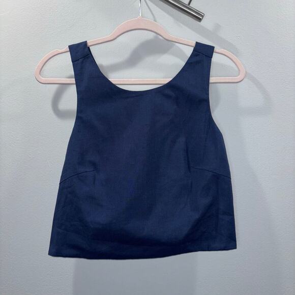 Kourt Navy Blue Sleeveless Wrap Crop Tank Top | Size XS | NWT - Picture 2 of 10